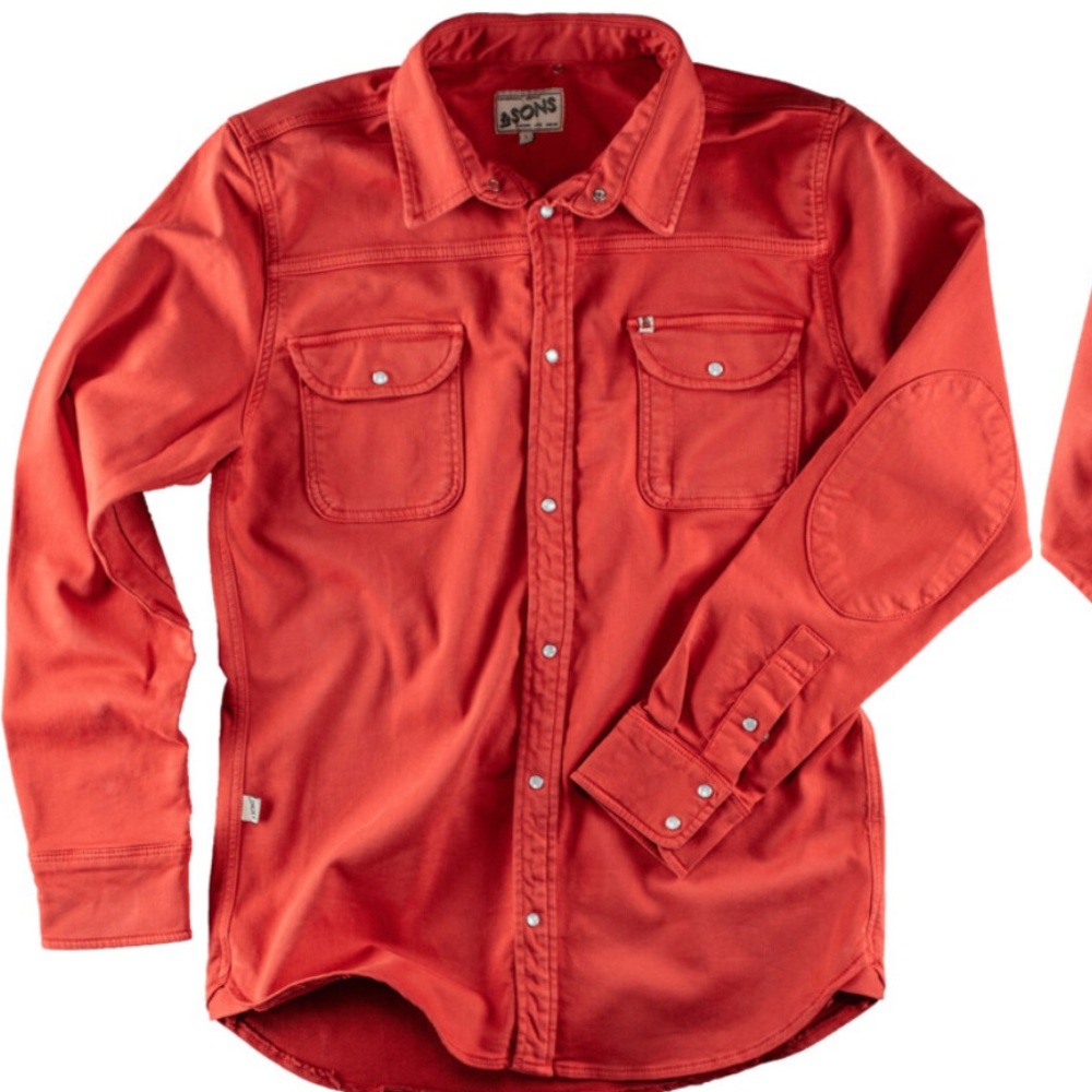 Wolf&badger &sons added Red Long Sleeve Button-Up Shirt size large